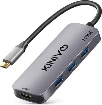 Kinivo 710UC USB C Hub (7 Port USB-C Adapter- 3 USB 3.0-5Gbps Data, 4K HDMI, 100W PD, SD, TF Card Reader)